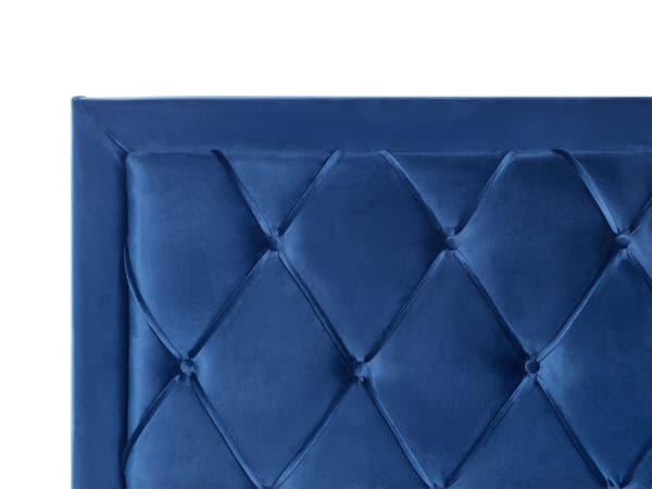 Dubbelsäng med Förvaring Marinblå Sammetsklädsel 160 x 200 cm Tuftad Hög Sänggavel Lådor Glam Design