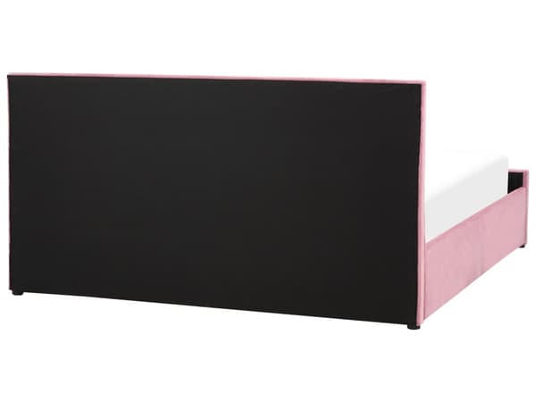 Förvaringssäng Rosa Sammetsklädsel Dubbel 180 x 200 cm med Lamellbas Diamanttuftad Sänggavel