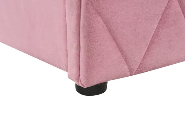 Förvaringssäng Rosa Sammetsklädsel Dubbel 180 x 200 cm med Lamellbas Diamanttuftad Sänggavel