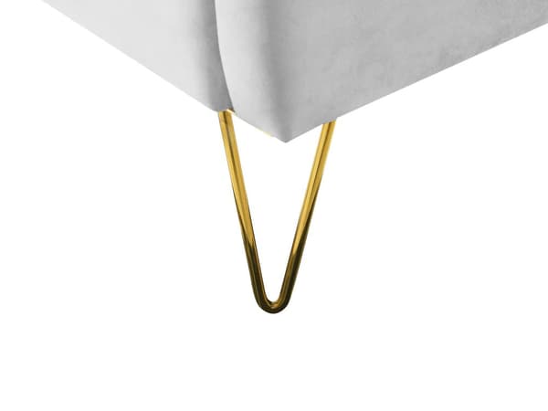 Dubbelsäng Sängram Grå Sammetsklädsel 180 x 200 cm Metallben Retro Design Tuftad Sänggavel