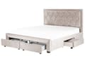 Miniatyrbilde 1 av 11: Beige seng i fløyel med oppbevaring 180 x 200 cm høy tuftet sengegavl oppbevaringsplass