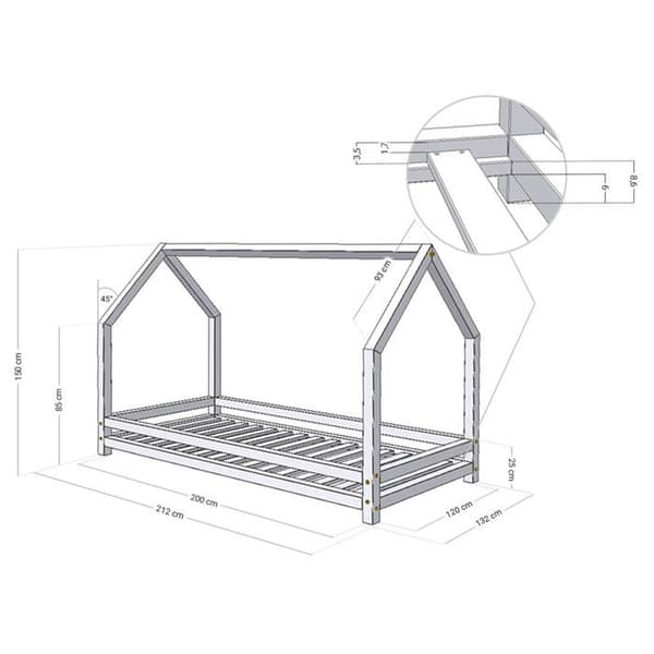 ROLIG barnhyttsäng 120 x 200 vit