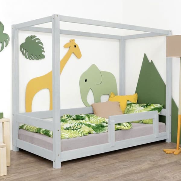 BUNKY barnhyttsäng 80 x 160 ljusgrå