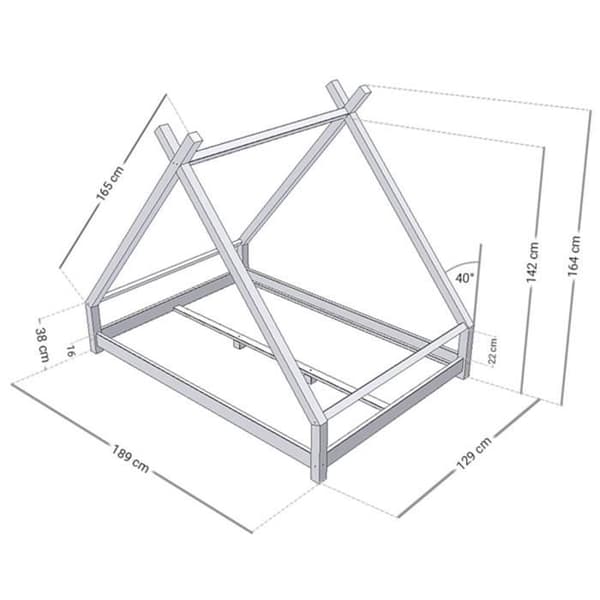 TAHUKA tipi-säng för barn - GENERISK - 120 x 180 - Massivt trä - Spröjs - Tegelröd