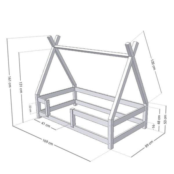 NAKANA barnhyttsäng 80 x 160 pastellrosa