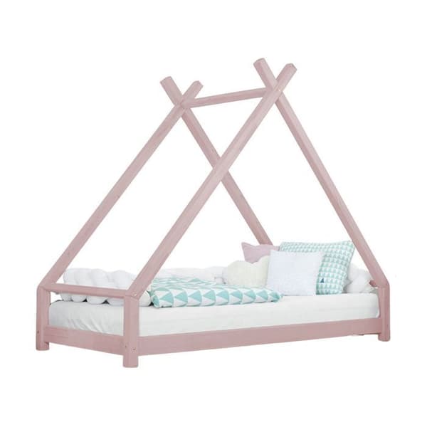 TAHUKA barn tipi säng 90 x 160 pastell rosa