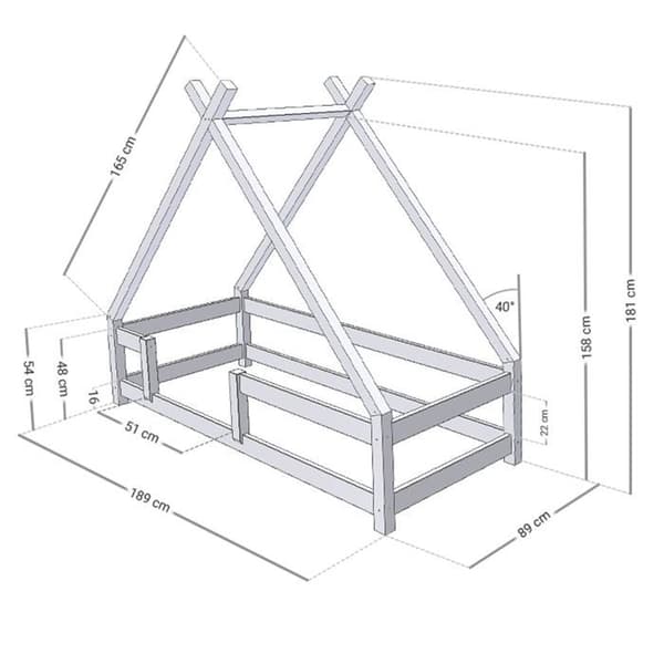 TAHUKA barnhyttsäng 80 x 180 ljusgrå