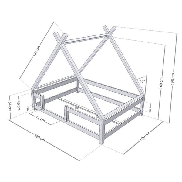 TAHUKA barnstuga säng 120 x 200 tegelröd