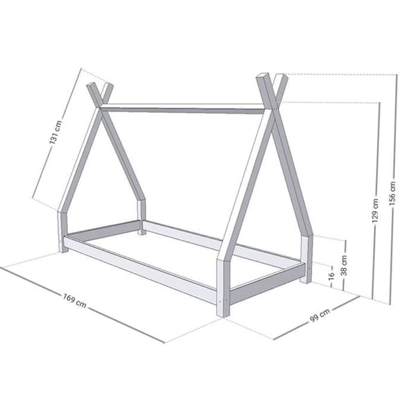NAKANA barn tipibädd 90 x 160 ljusgrå