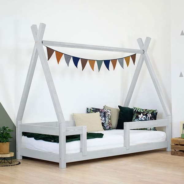 NAKANA barnhyttsäng 90 x 160 ljusgrå