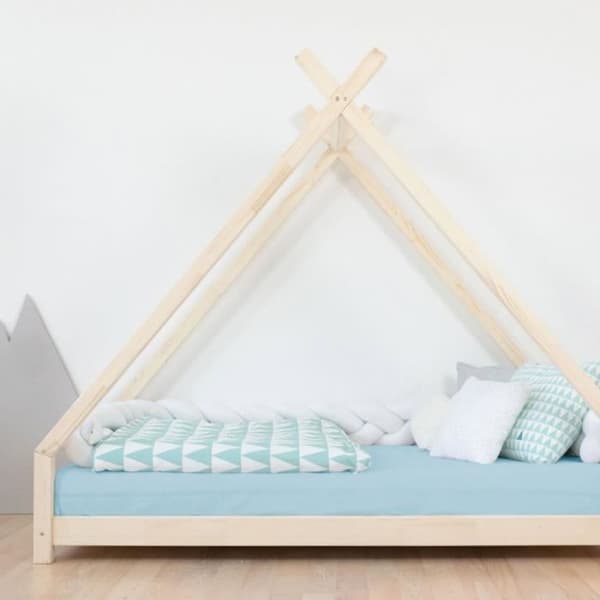 Teepee barnsäng - GENERIC - TAHUKA - Massivt trä - Salviagrön - Spröjs