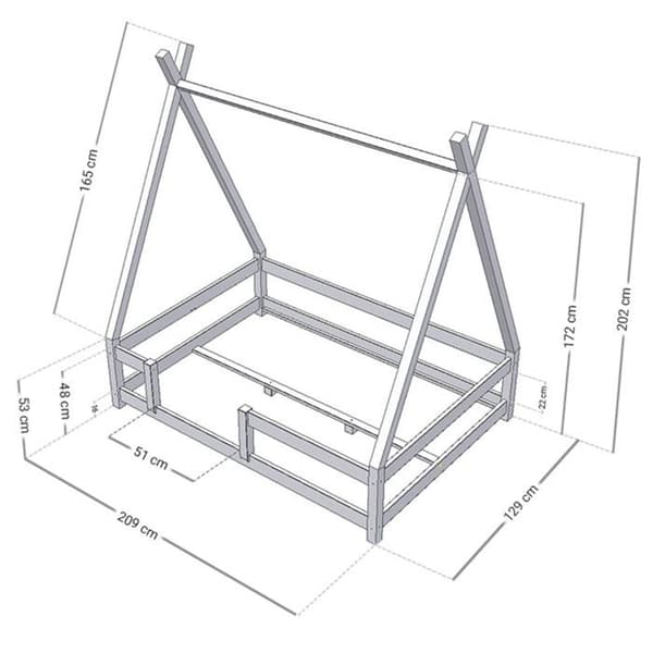 NAKANA barnhyttsäng 120 x 200 ljusgrå