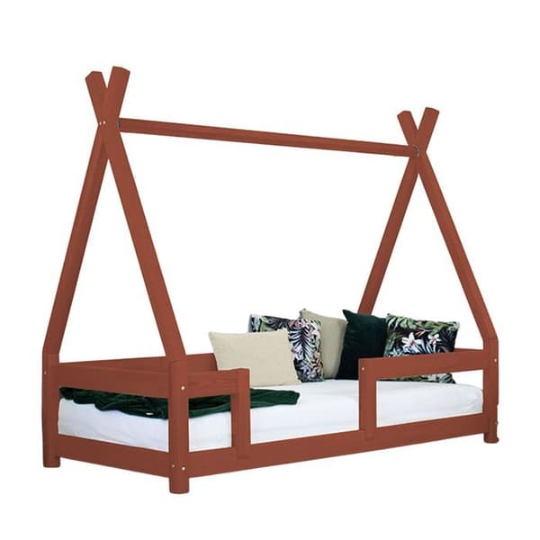 NAKANA barnstuga säng 90 x 180 tegelröd