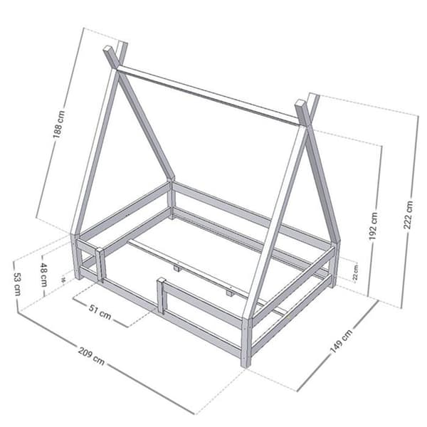 NAKANA barnstuga säng 140 x 200 bensingrön