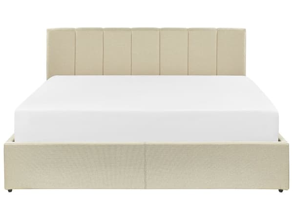 Parisänky beige 171 x 214 x 90 cm kangas poppeli muovi säilytystila sälepohja 160 x 200 skandinaavinen