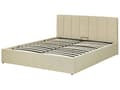 Miniatyrbillede 5 af 11: Seng beige Polyester 160 x 200 cm Moderne Dobbeltseng med Opbevaring Polstret Sengegavl Design til Soveværelse Indretning