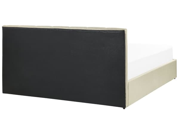 Seng beige Polyester 160 x 200 cm Moderne Dobbeltseng med Opbevaring Polstret Sengegavl Design til Soveværelse Indretning