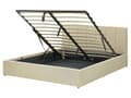 Miniatyrbillede 1 af 11: Seng beige Polyester 160 x 200 cm Moderne Dobbeltseng med Opbevaring Polstret Sengegavl Design til Soveværelse Indretning