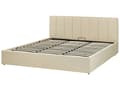 Miniatyrbillede 5 af 11: Seng beige Polyester 180 x 200 cm Moderne Dobbeltseng med Opbevaring Polstret Sengegavl Design til Soveværelse Indretning