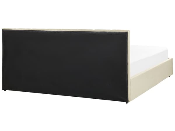 Seng beige Polyester 180 x 200 cm Moderne Dobbeltseng med Opbevaring Polstret Sengegavl Design til Soveværelse Indretning