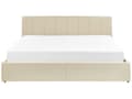 Miniatyrbillede 7 af 11: Seng beige Polyester 180 x 200 cm Moderne Dobbeltseng med Opbevaring Polstret Sengegavl Design til Soveværelse Indretning