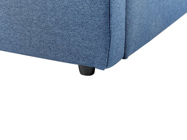 Seng Blå Polyester 180 x 200 cm Moderne Dobbeltseng med Opbevaring Polstret Sengegavl Design til Soveværelse Indretning