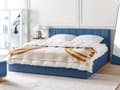 Miniatyrbillede 2 af 11: Seng Blå Polyester 180 x 200 cm Moderne Dobbeltseng med Opbevaring Polstret Sengegavl Design til Soveværelse Indretning