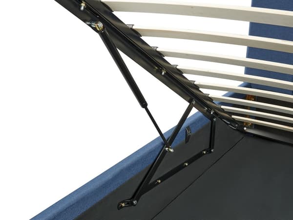 Dubbelsäng Marinblå Tyg Poppelträ Förvaringsutrymme Spjälbotten 180 x 200 Skandinavisk Design Sovrum