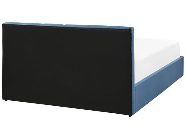 Sengeramme Blå Stoff 140 x 200 cm Oppbevaring Sengegavl Lamellbunn Skandinavisk design Soverom