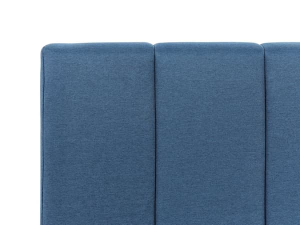 Sengeramme Blå Stoff 160 x 200 cm Oppbevaring Sengegavl Lamellbunn Skandinavisk design Soverom