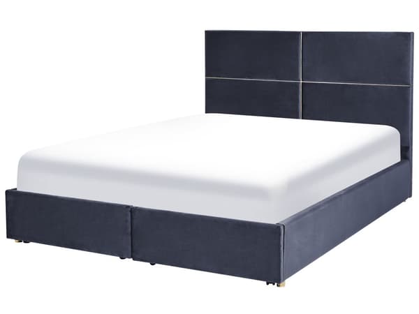 Parisänky musta 188 x 214 x 120 cm sametti MDF sälepohja säilytystila laatikot 180 x 200 glamour