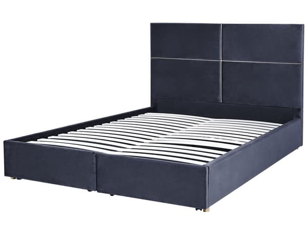 Parisänky musta 188 x 214 x 120 cm sametti MDF sälepohja säilytystila laatikot 180 x 200 glamour