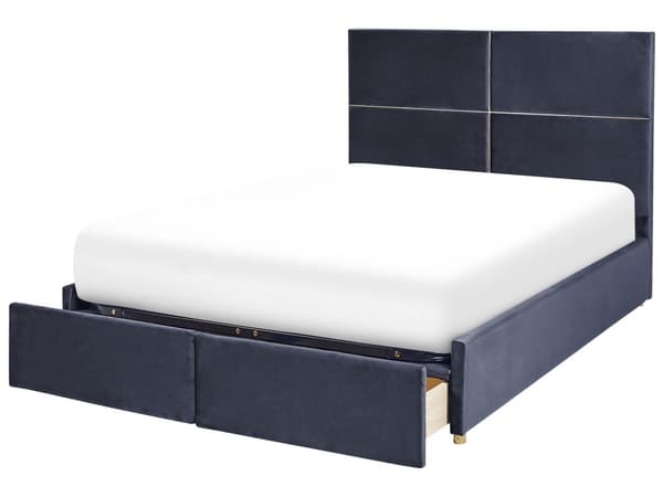 Seng Sort Velour 140 x 200 cm Moderne Trekvart Seng med Opbevaring Sengeramme med Skuffer på Hjul Halvandenmands 3 kvart Seng Design