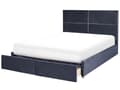 Miniatyrbillede 6 af 11: Seng Sort Velour 180 x 200 cm Moderne To Mands Seng med Opbevaring Dobbeltseng Sengeramme med Skuffer på Hjul Retro Design