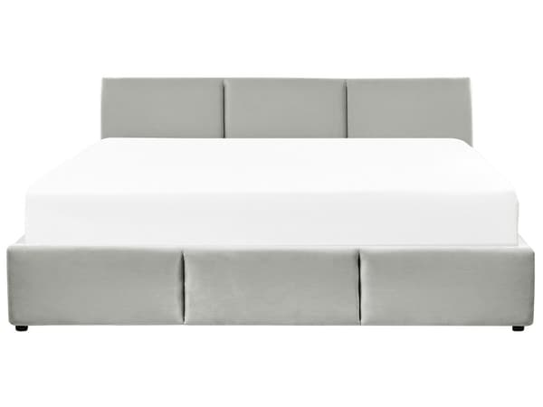 Seng Lysegrå Velour 180 x 200 cm Moderne To Mands Seng med Opbevaring Blød Sengegavl Dobbeltseng Sengeramme Retro Design
