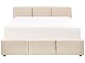 Miniatyrbillede 6 af 11: Seng Beige Velour 180 x 200 cm Moderne To Mands Seng med Opbevaring Blød Sengegavl Dobbeltseng Sengeramme Retro Design