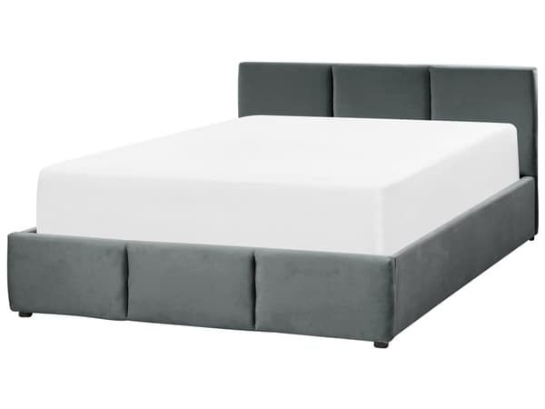 Seng Mørkegrå Velour 140 x 200 cm Moderne Trekvart Seng med Opbevaring Blød Sengegavl Halvandenmands 3 kvart Seng Retro Design Soveværelse