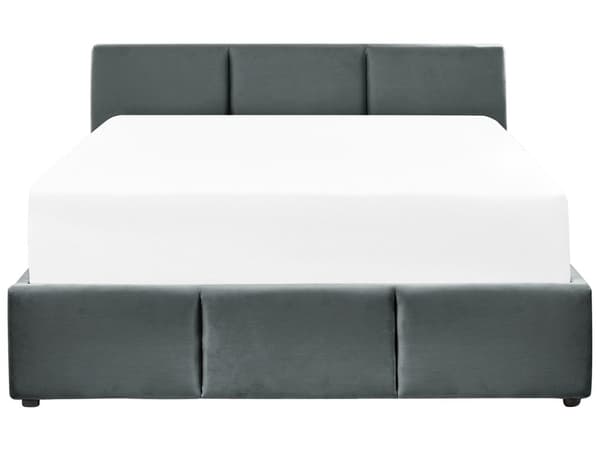 Seng Mørkegrå Velour 140 x 200 cm Moderne Trekvart Seng med Opbevaring Blød Sengegavl Halvandenmands 3 kvart Seng Retro Design Soveværelse