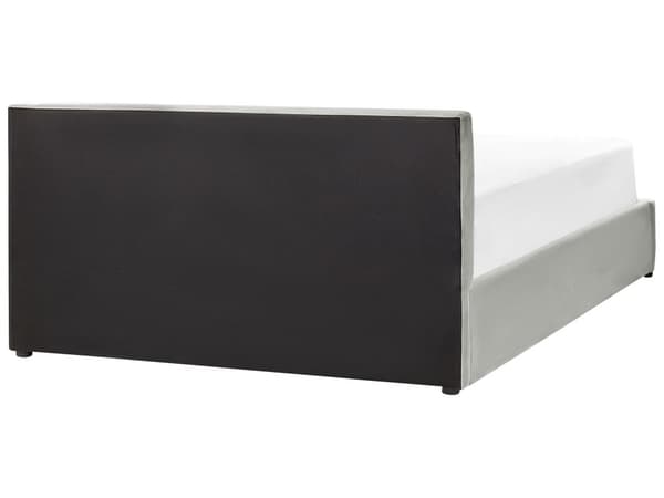 Sänky vaaleanharmaa samettiverhoilu 160 x 200 cm säilytystilalla elegantti tyyli