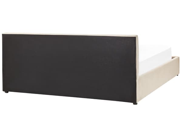 Sänky vaaleaa beige samettiverhoilu 180 x 200 cm säilytystilalla elegantti tyyli