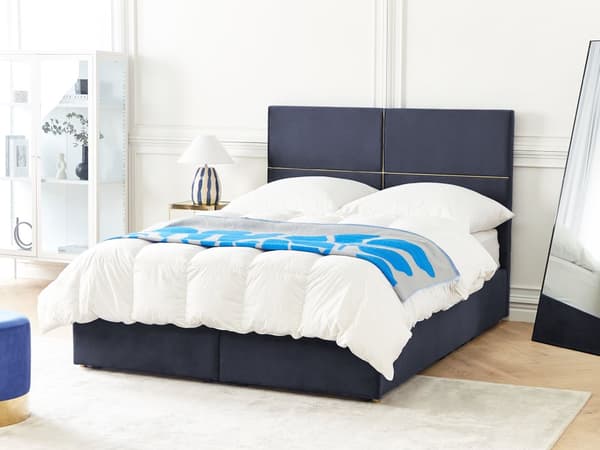Sängram Svart Sammet 140 x 200 cm EU King Size med förvaring och lådor