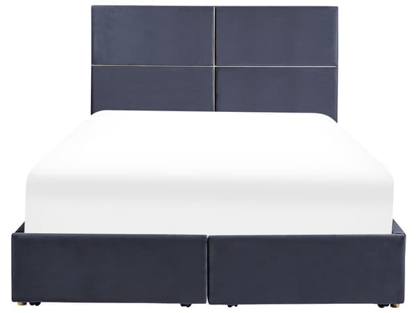 Sängram Svart Sammet 140 x 200 cm EU King Size med förvaring och lådor