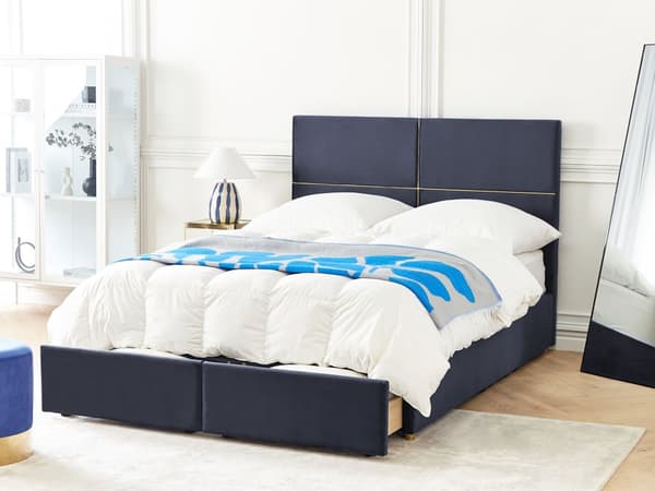 Sängram Svart Sammet 140 x 200 cm EU King Size med förvaring och lådor