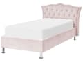 Miniatyrbild 5 av 11: Enkelsäng Rosa Sammetsklädsel Ram med Förvaring Nåltrimmad Kristallknappar Sovrum Modern Glam