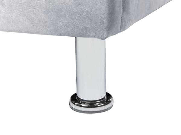 Enkelsäng Grå Sammetsklädsel Ram Nåltrimmad Kristallknappar Sovrum Modern Glam