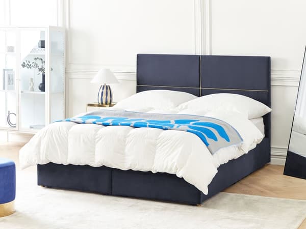 Sängram Svart Sammet 160 x 200 cm EU King Size med förvaring och lådor