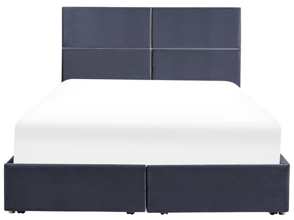 Sängram Svart Sammet 160 x 200 cm EU King Size med förvaring och lådor