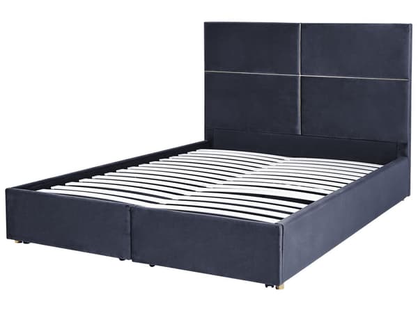 Sängram Svart Sammet 160 x 200 cm EU King Size med förvaring och lådor