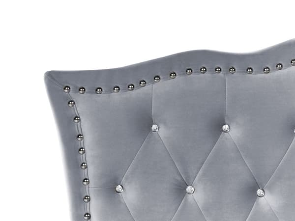 Enkelsäng Grå Sammetsklädsel Ram med Förvaring Nåltrimmad Kristallknappar Sovrum Modern Glam