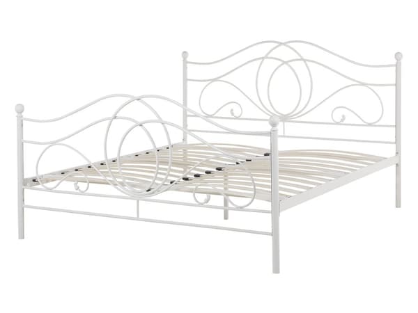 Sengeramme Hvit Metall 140 x 200 cm Sengegavl Retro Vintage